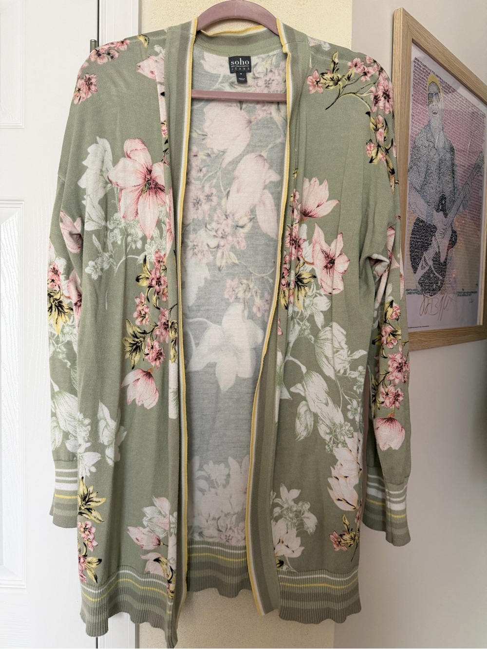 New York & Company Sage Green Floral Cardigan - Picture 2 of 4